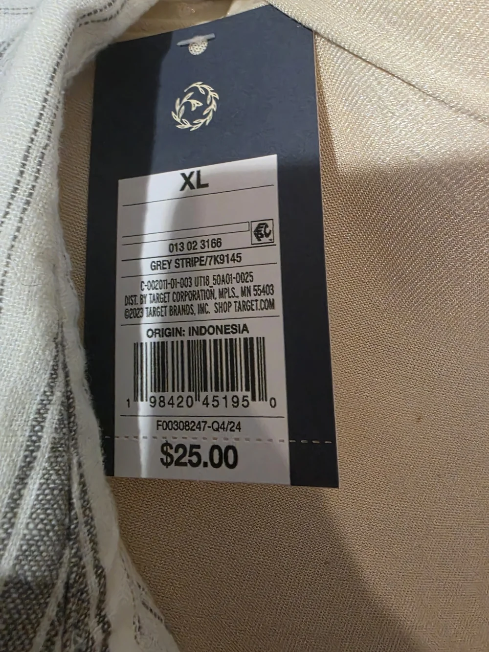 Women's Cream and Gray Stripe Button-Up Shirt